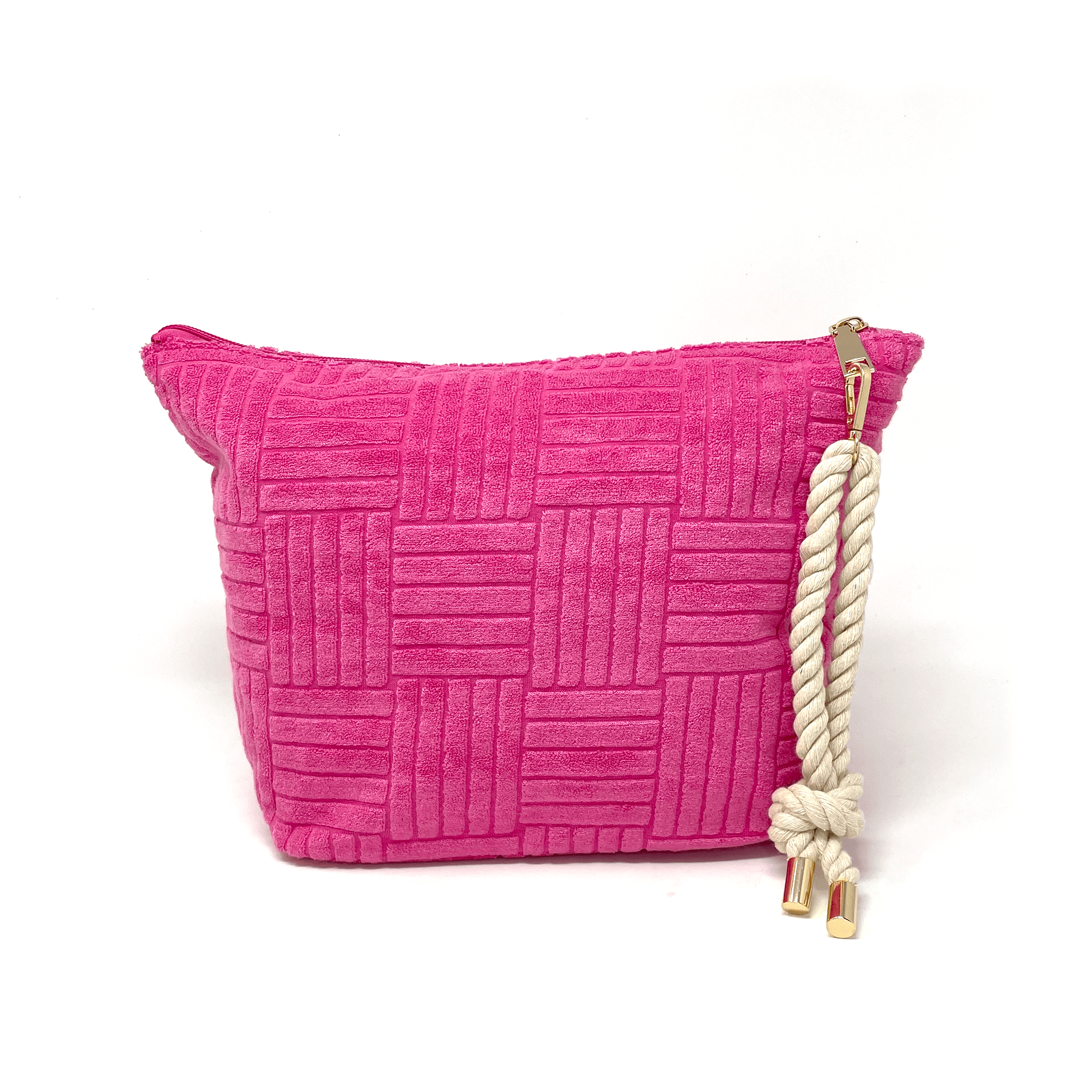 Bette - Wholesale Tote Bag - Women's - Rosa Pink Terry Cloth Weekender Bag Set w/ Waterproof Clutch3