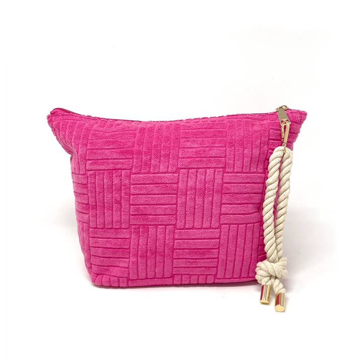 Bette - Wholesale Tote Bag - Women's - Rosa Pink Terry Cloth Weekender Bag Set w/ Waterproof Clutch3