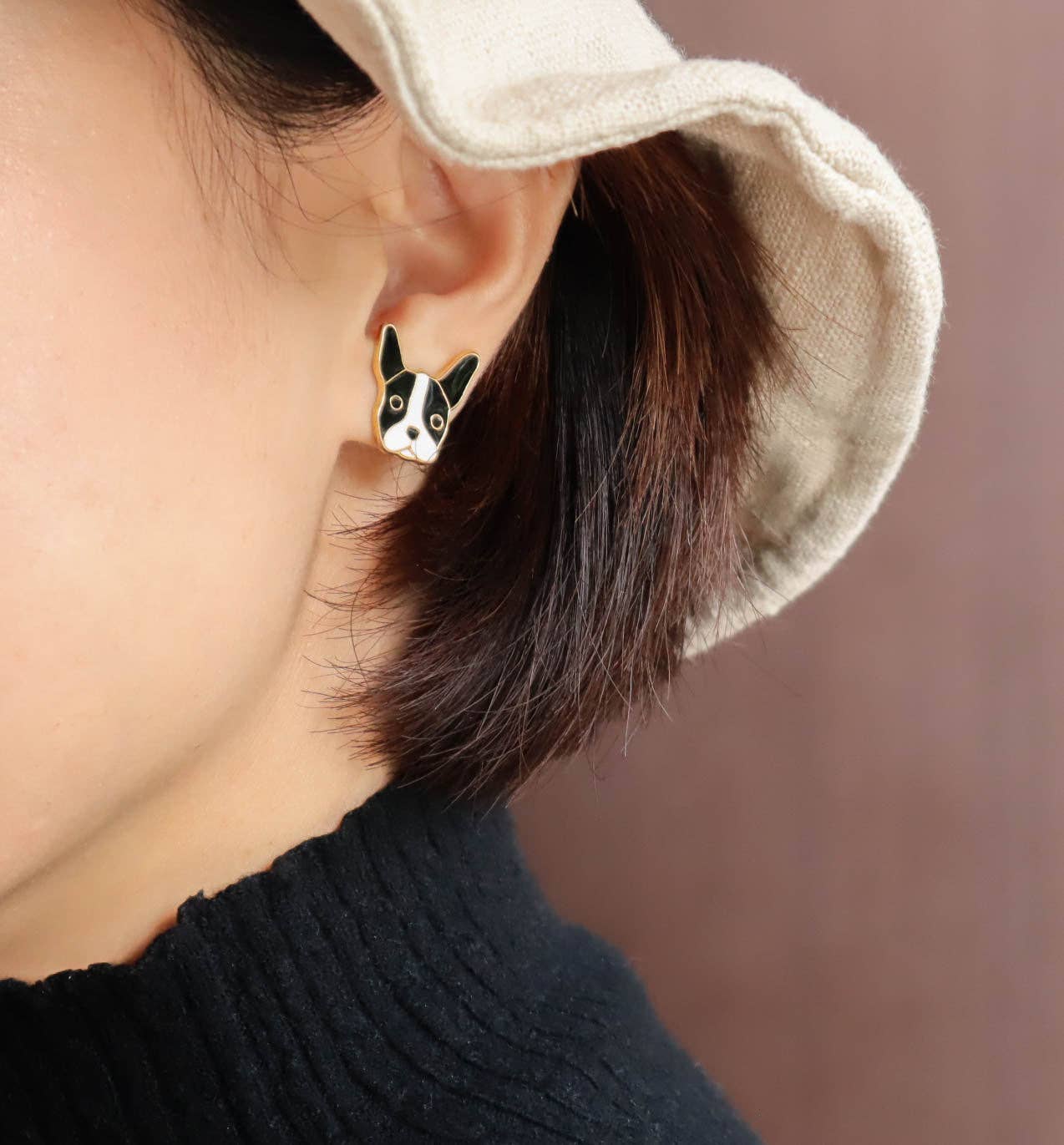 Miss Modi - Wholesale Stud/Post Earrings - French Bulldog Enamel Stud Earrings1