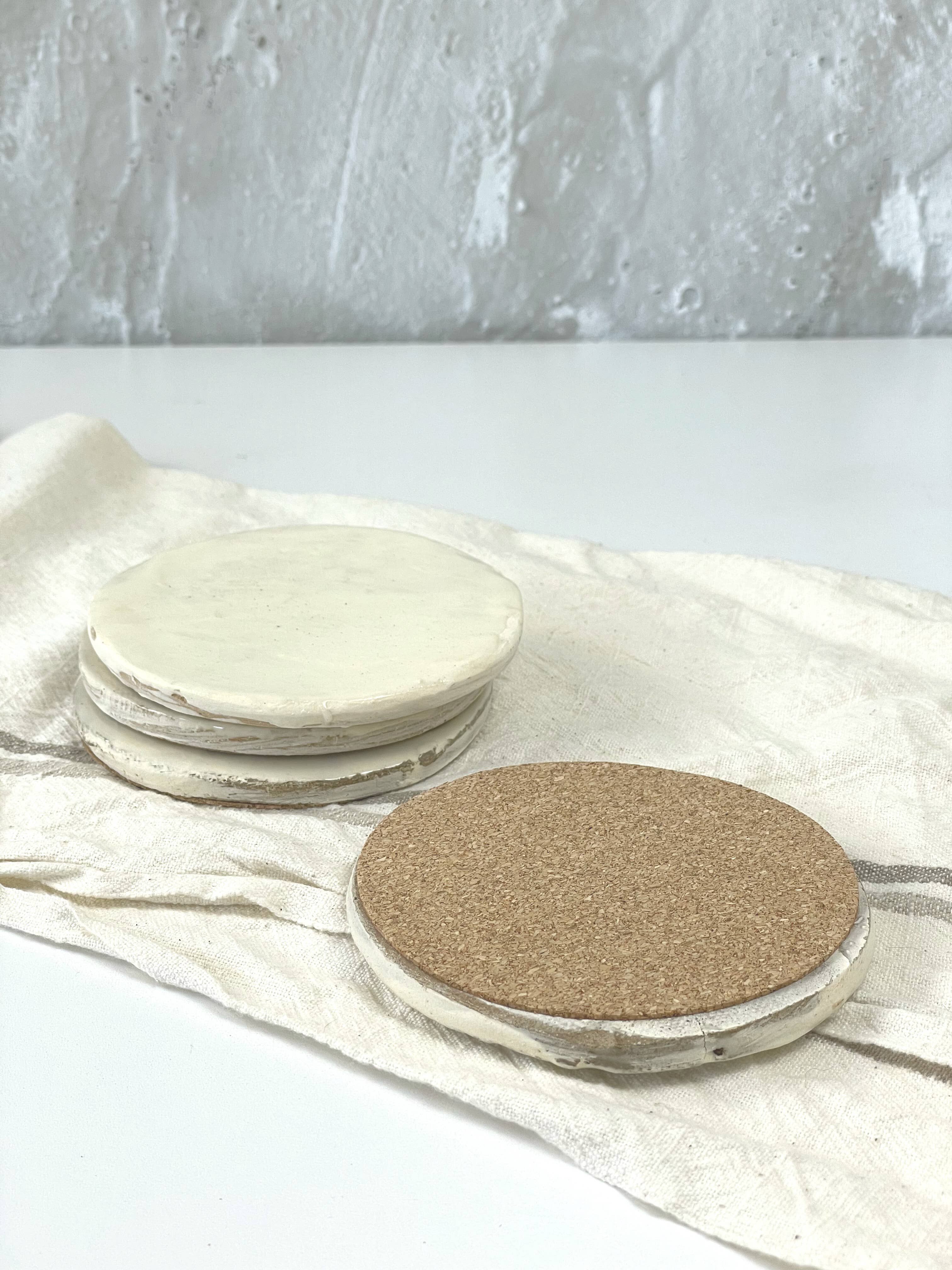 Zenful Pottery - Wholesale Coasters - Hakeme Collection - White Stoneware Coasters4