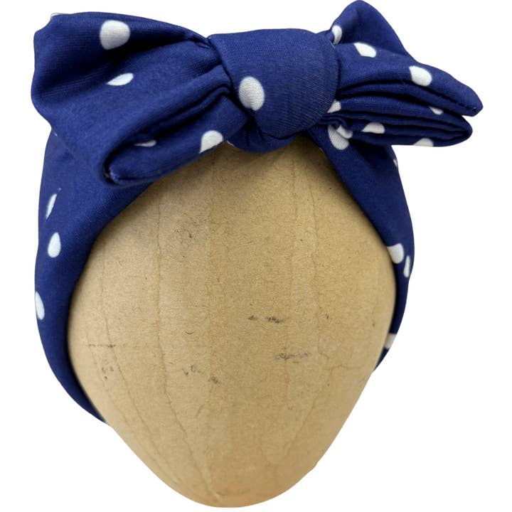 Marineblauwe Polka Dot Baby Haarband voor wholesale door The Sassy Olive Handmade Headbands