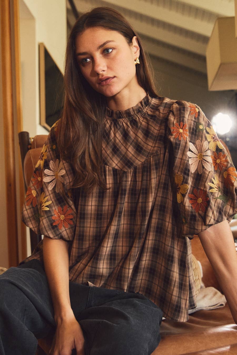 Oddi - Wholesale Blouse - Women's - Plaid Puff Sleeve Blouse7