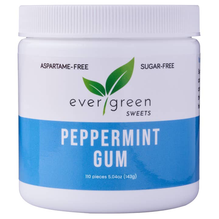 Evergreen Sweets Peppermint Gum Made with Xylitol and Stevia for wholesale by Focus Nutrition