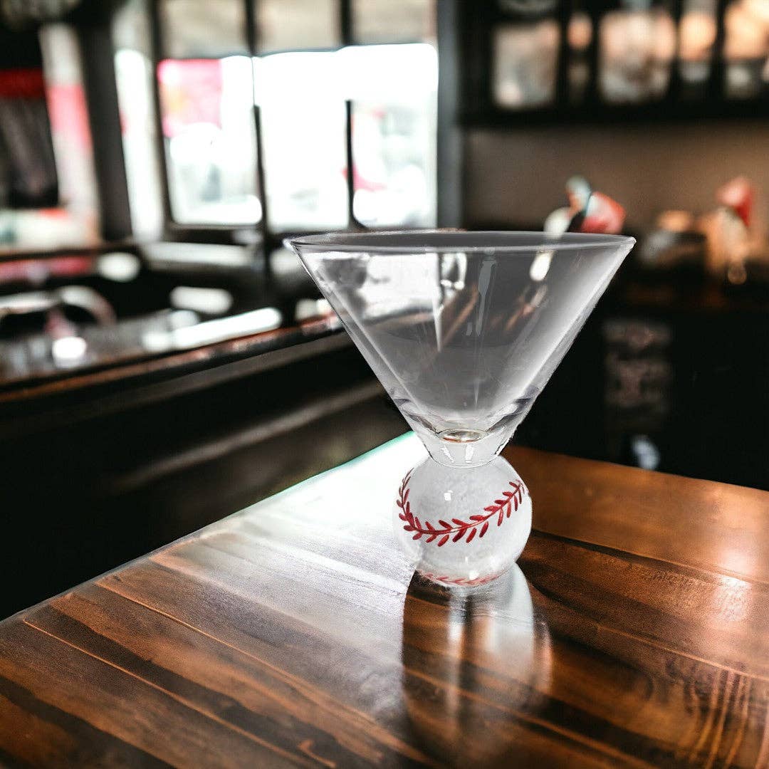 Jersey Art Glass - Wholesale Cocktail/Liquor Glass - Baseball Martini Glasses (Set of 2) | Baseball Gifts 2