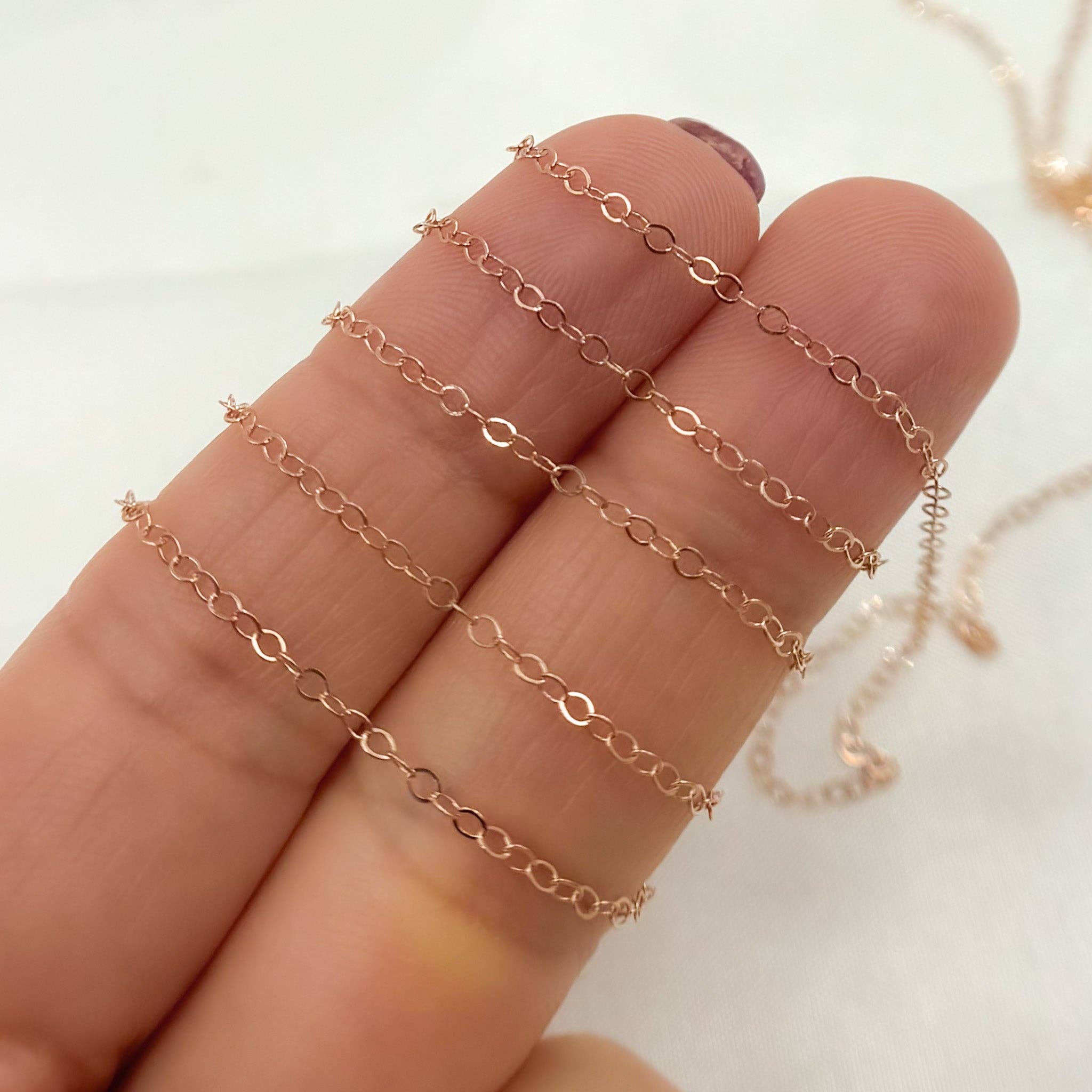 Tresor Jewelry Inc. - Wholesale Link & Chain Necklace - 1020FRGF. Rose Gold Filled Flat Cable Chain1