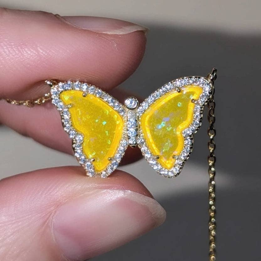 Kamaria Jewelry - Wholesale Pendant/Charm Necklace - Opal Butterfly Necklace With Crystals61