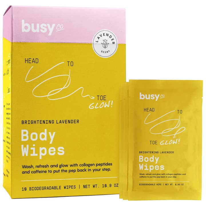 Glow Large Body Wipes with Glycolic Acid & Charcoal for wholesale by Busy Co
