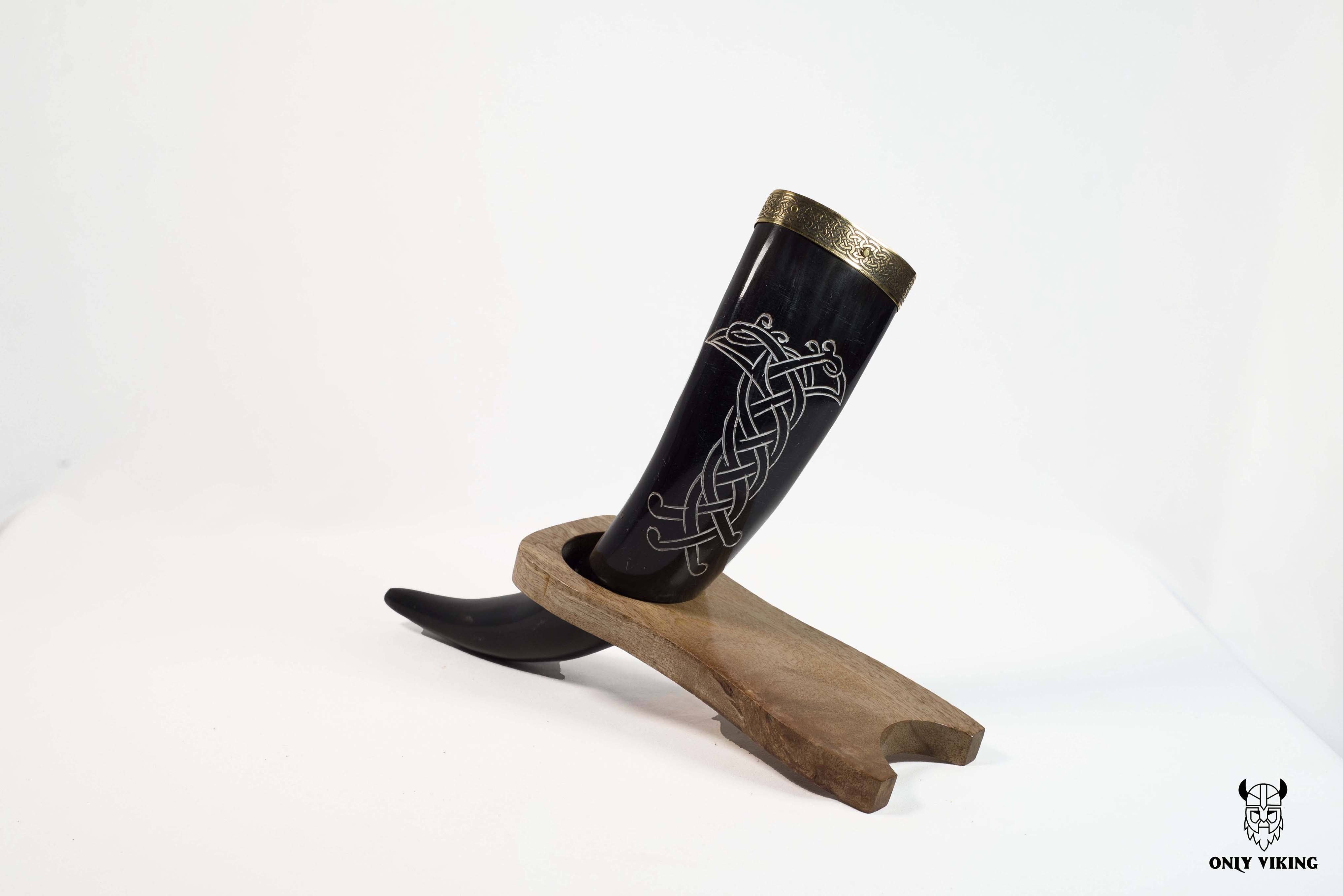 OnlyViking - Wholesale Drinking Glass/Cup - Viking Drinking Horn Authentic Viking with Wooden stand3