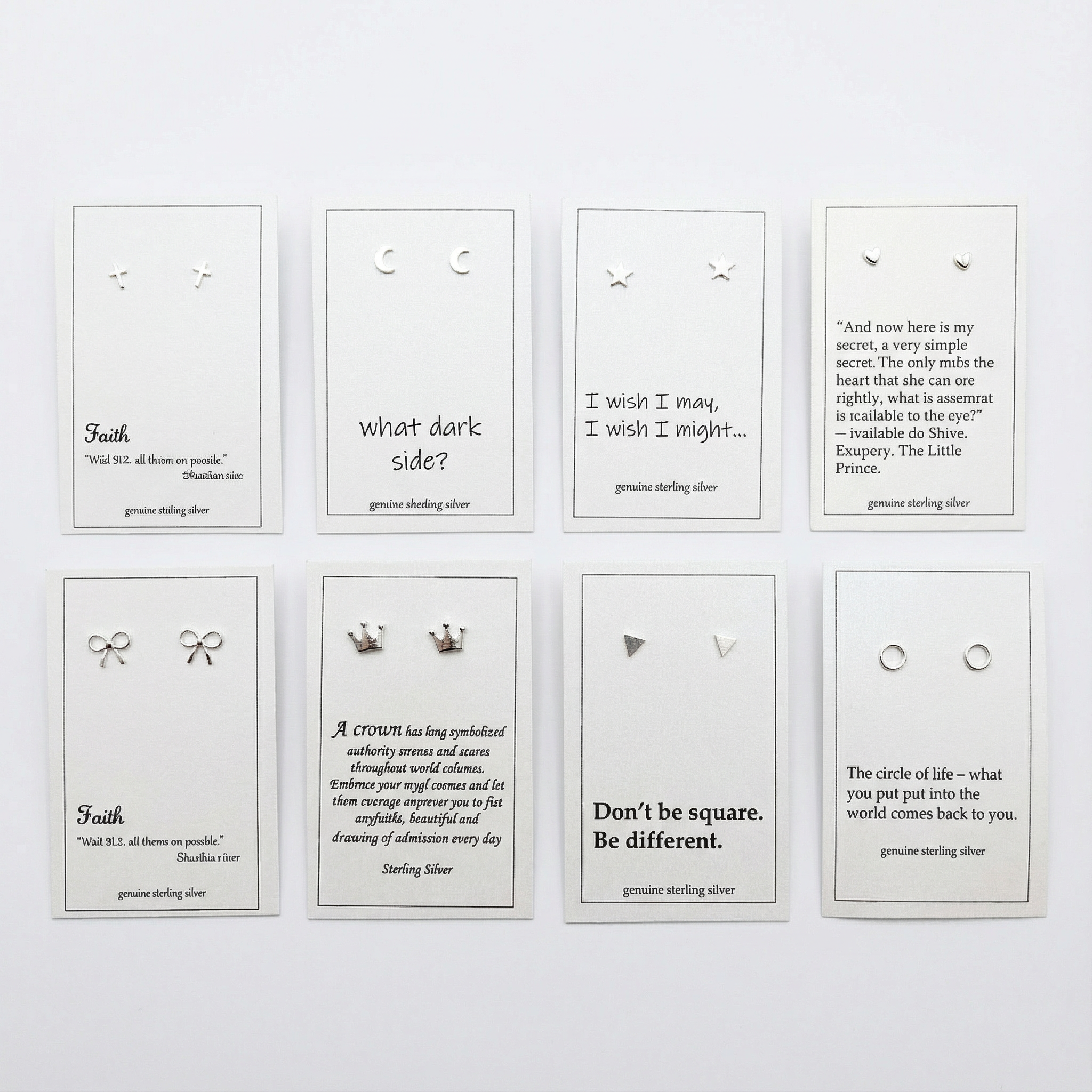 Treisi - Vente Clous d'oreille - Mini boucles d'oreilles sur cartes - MEILLEURE VENTE - E3533