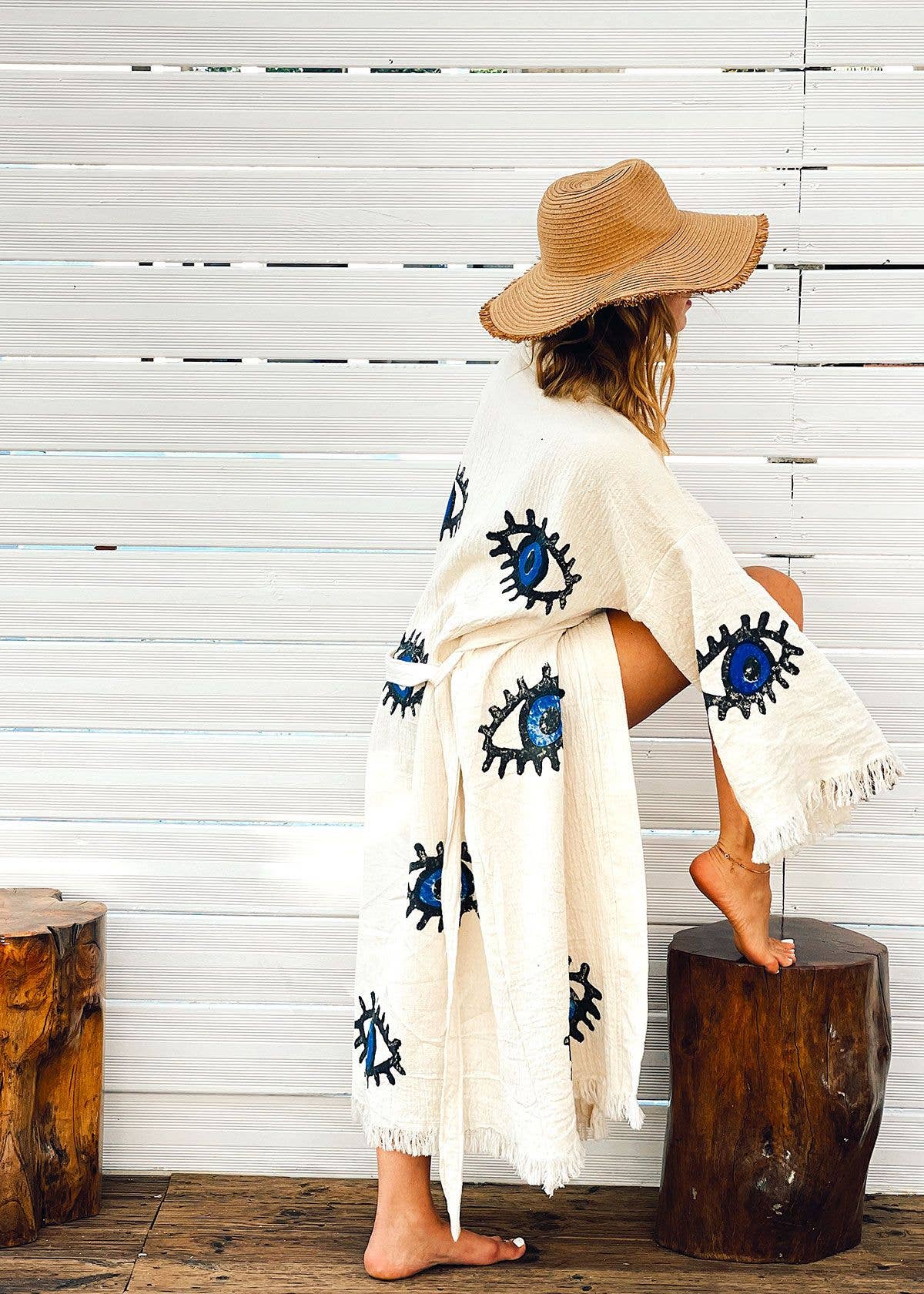 MARAÏS ATHENS - Vendita all'ingrosso Caftano - Donna - Kaftano lungo in cotone biologico Peshtemal Matia1