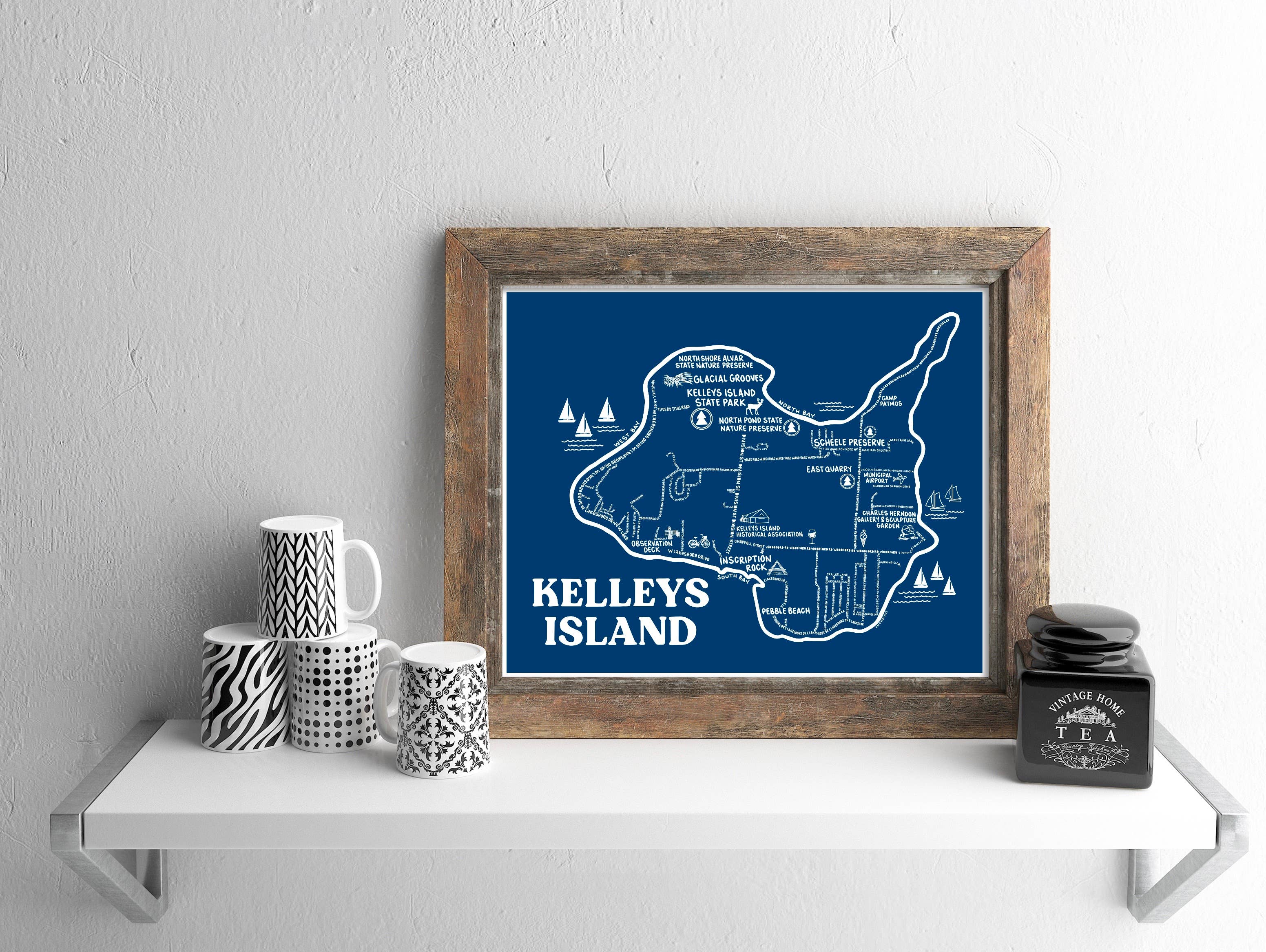 Whereabouts Shop - Wholesale Art Print - Kelleys Island Blue Art Print Map4