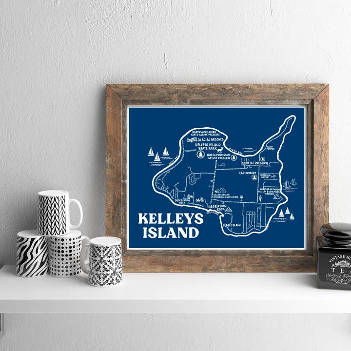 Whereabouts Shop - Wholesale Art Print - Kelleys Island Blue Art Print Map4