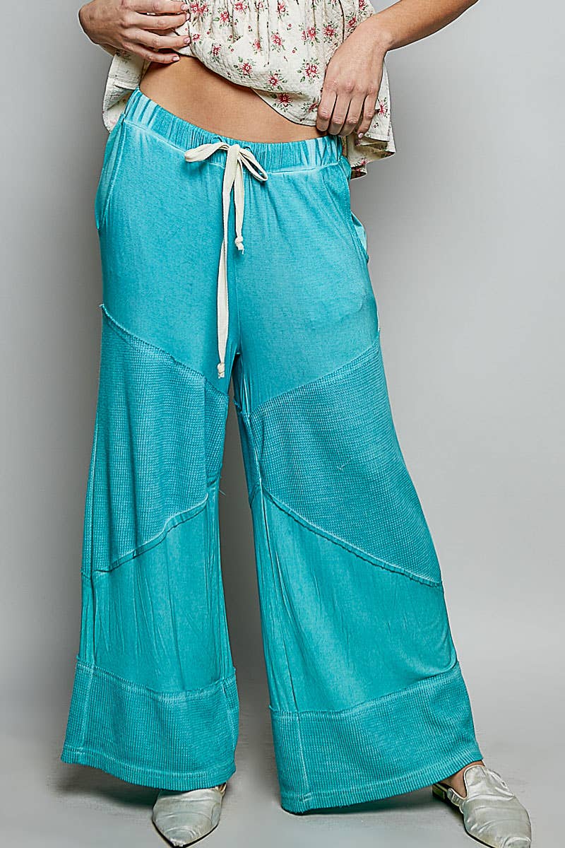 Pol Clothing - Wholesale Pants - Women's - Contrast ribbed elastic waist casual knit culottes pants22