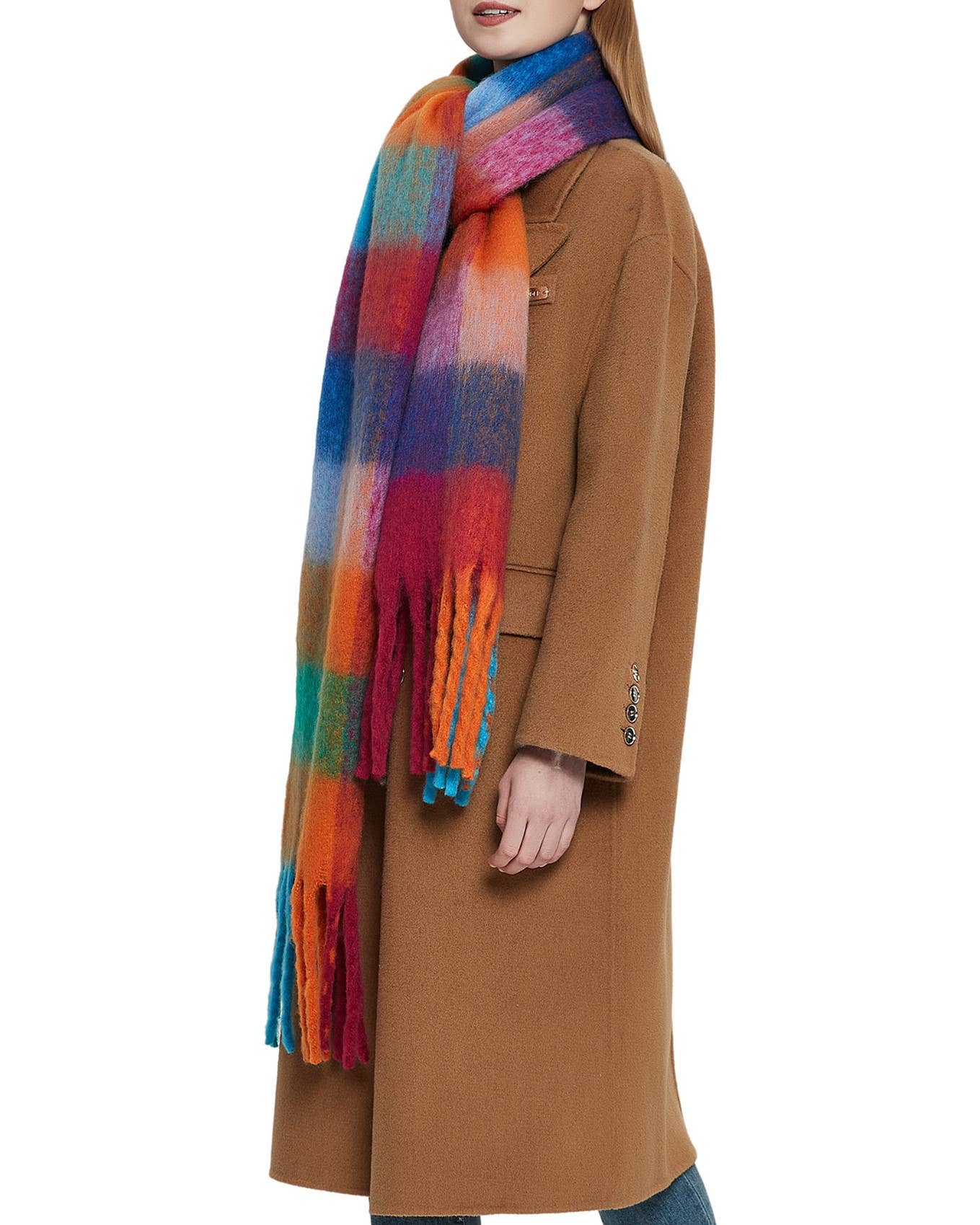 HIDDENBRAND - Wholesale Scarf - Women's - Colour Block Scarf with tassel detail15