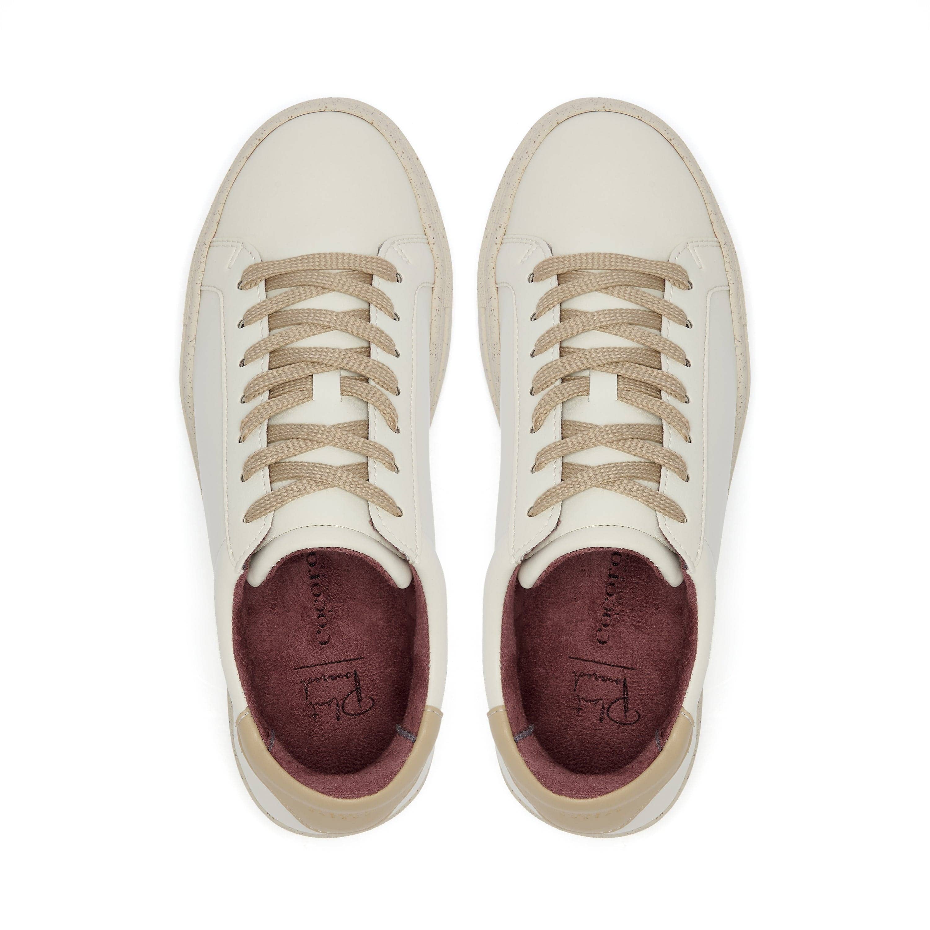Cocorose London - Wholesale Lifestyle Sneakers - Women's - Vegan Kew - White & Beige Cactus Leather Trainers1