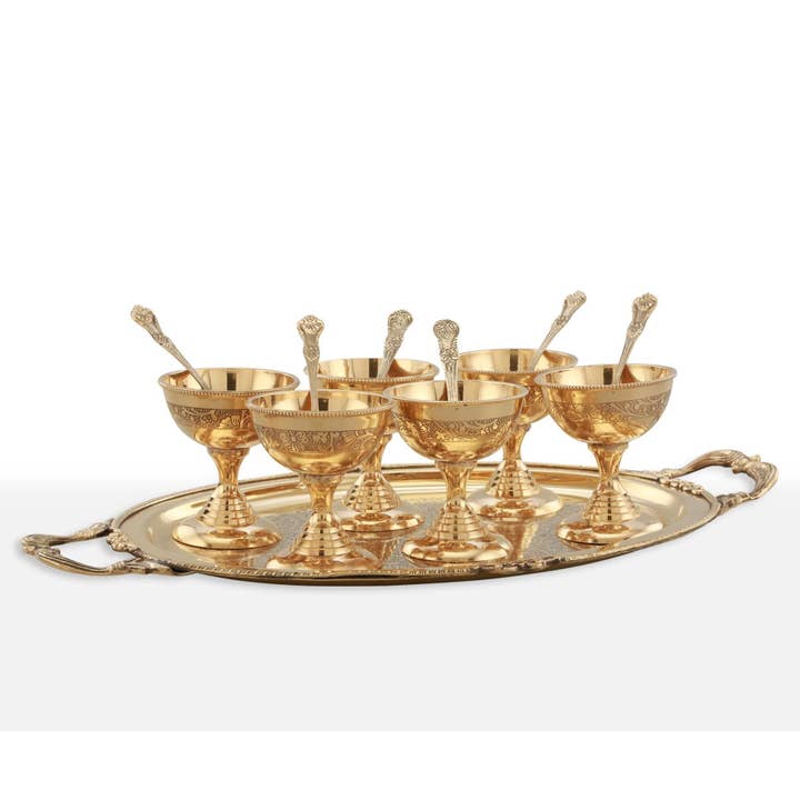 SAMA Homes - Wholesale Serving utensil - 14 Pieces Brass Ice Cream Serving Set