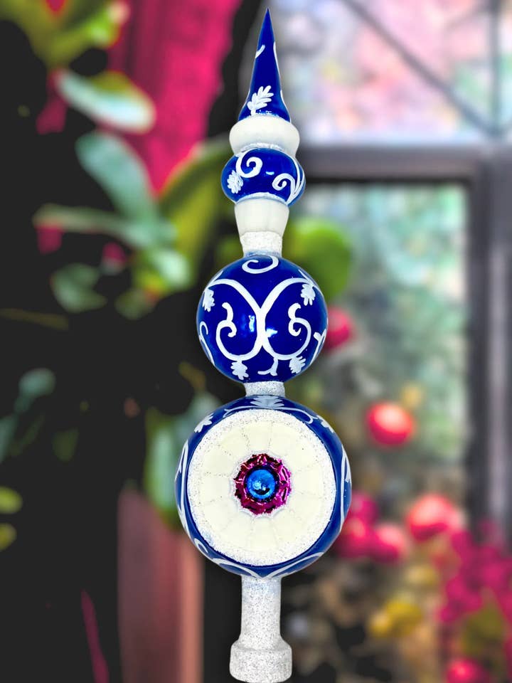 Byzantine Chinoiserie Holiday Polish Glass Christmas Finial for wholesale by Kenzies of London