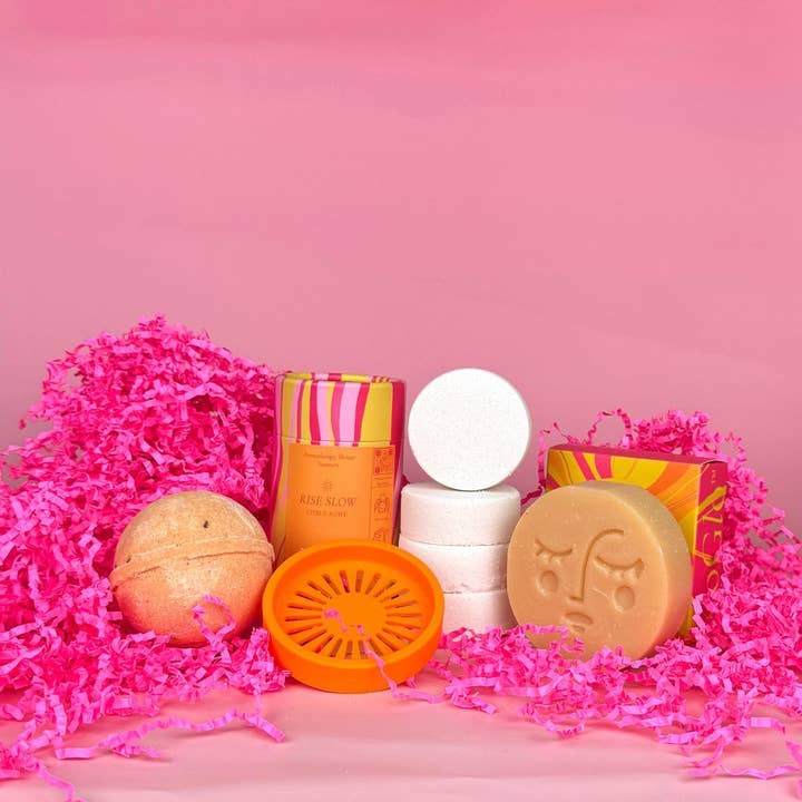 Citrus Shower Steamers Spa Set with Bath Bomb & Soap Bar for wholesale by SloGlo
