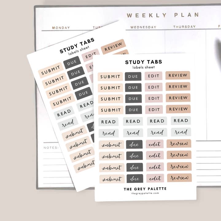 Study Tabs Sticker Sheet for wholesale by The Grey Palette