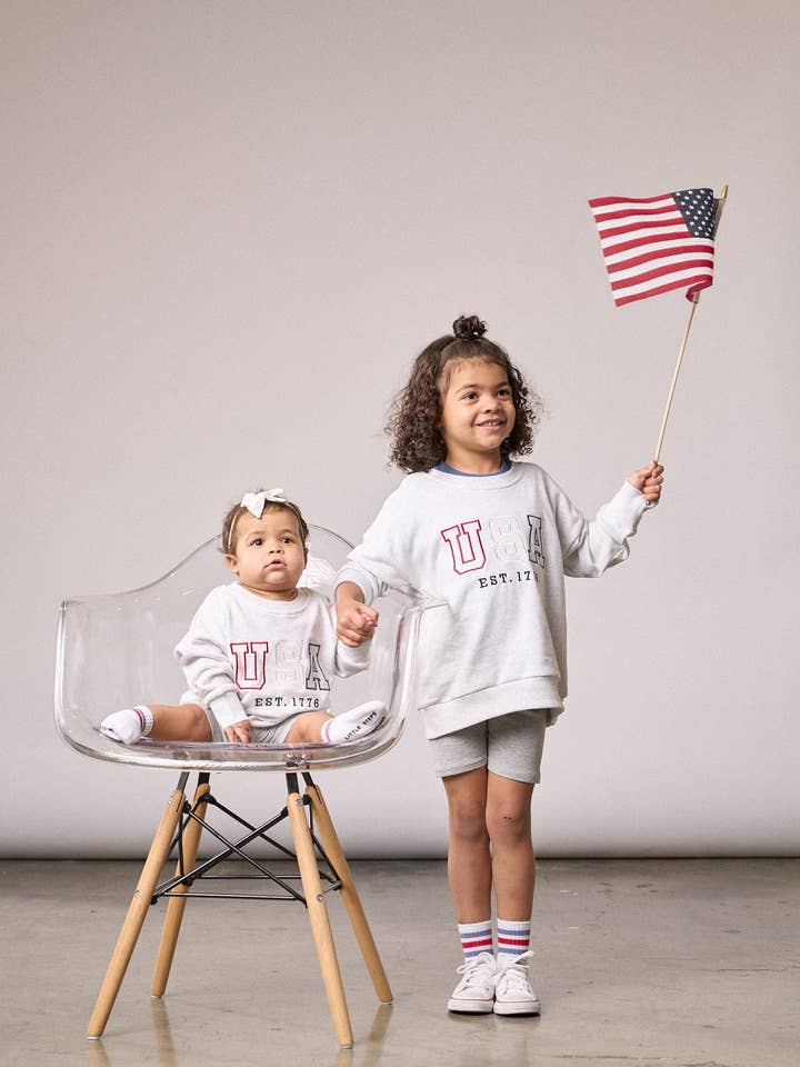 Little Bipsy - Wholesale Sweatshirt - Kids - USA Lightweight Crewneck - Heather Grey