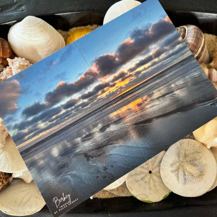 Coastal Sunset Reflection Washington Beach Greeting Card for wholesale by Berkey Images