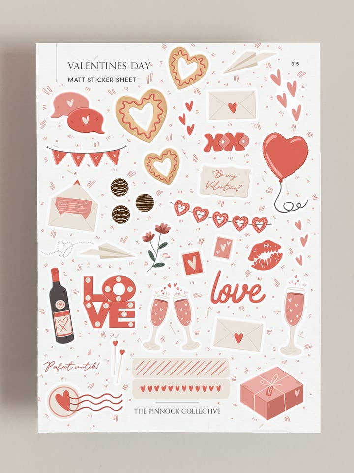 Stickervel met Valentijnsdagthema voor wholesale door The Pinnock Collective (US Duty Paid)