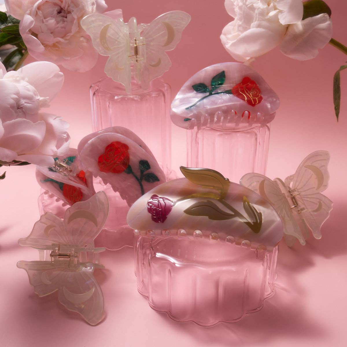 WINONA IRENE - Wholesale Hair Clip - Women's - Light Green Acetate Lunar Moth Hair Claw with Crescent Moons11