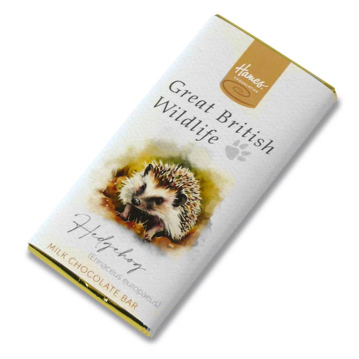 Hames Chocolates – wholesale Chocolate bar – UK ONLY. British Wildlife Range Milk Chocolate Bar-Hedgehog