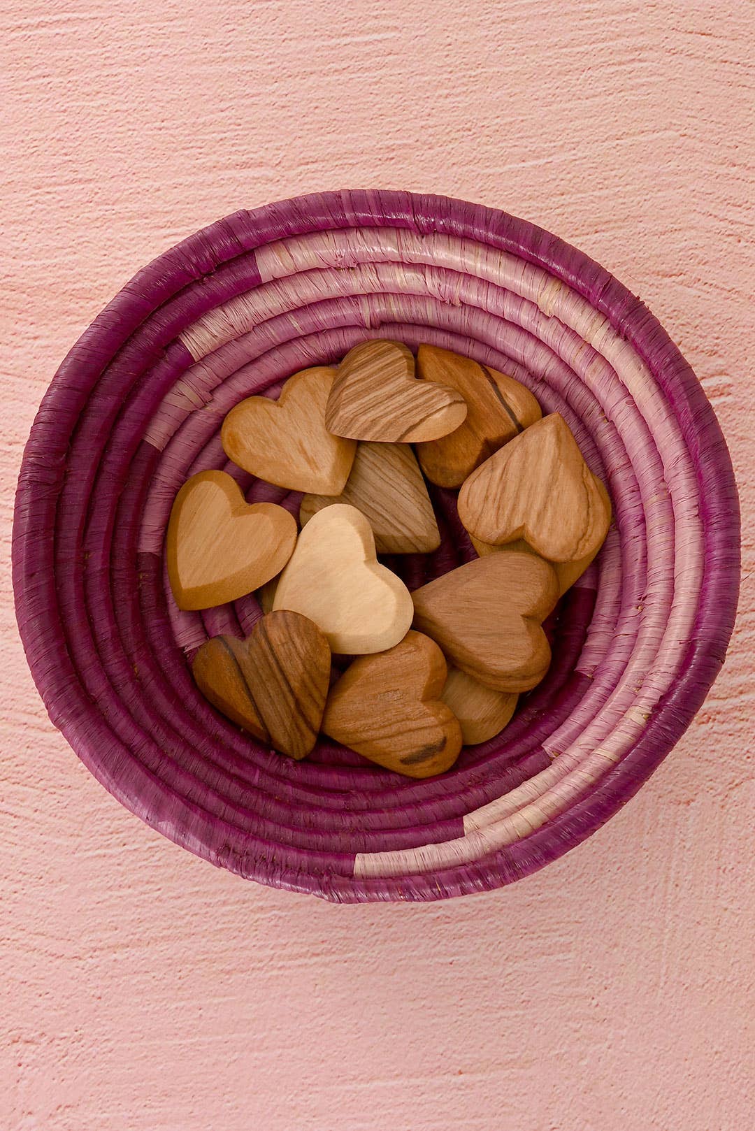 Swahili | AFRICAN MODERN - Wholesale Decorative Tabletop Object - Dozen Mini Flat Wild Olivewood Hearts - Valentine's Day Gifts1