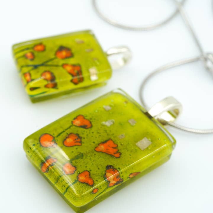 Golden Poppies Pendant for wholesale by Momo Glassworks