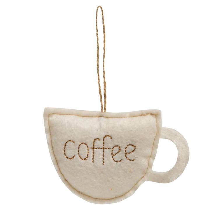 The Hearthside Collection - Wholesale Ornament - Felt Stitched Coffee Cup Ornament