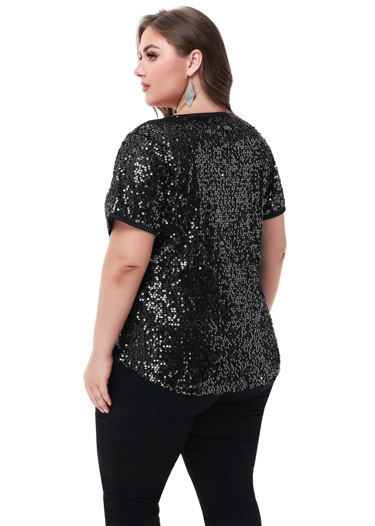 Anna Kaci Wholesale - Wholesale Blouse - Women's - Sequin Tops Plus Size Sparkle Glitter Party Blouse3