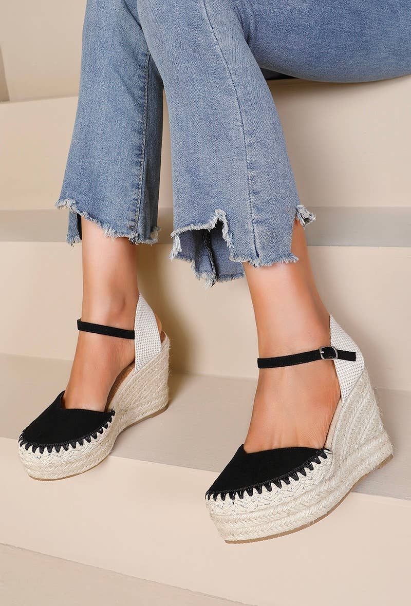 Joia Paris - Vente Chaussures compensées – femme - Sandale compensée à plateforme et couture tendance JN-791