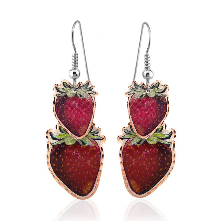 STB 01 Strawberry Örhängen för wholesale av COPPER ARTS INC.