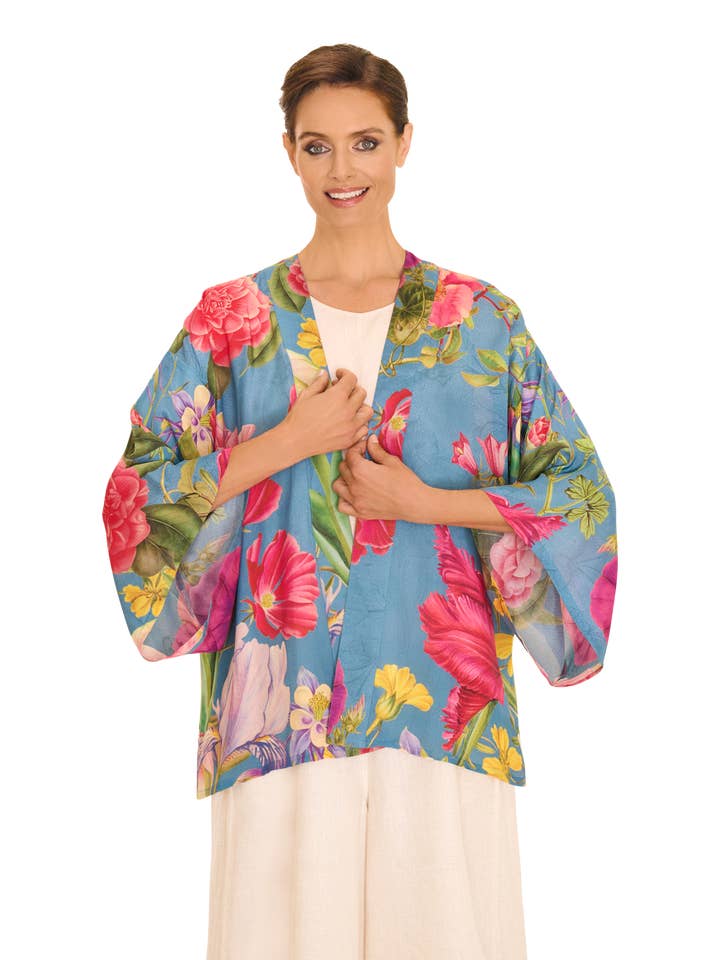 Blue Kimono Jacket - Floral Study - Denim for wholesale on Faire