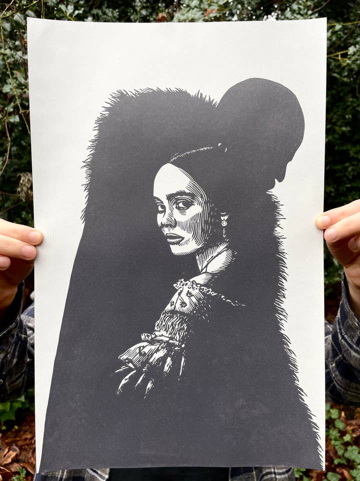 Nosferatu Linocut Print for wholesale by Augury Press