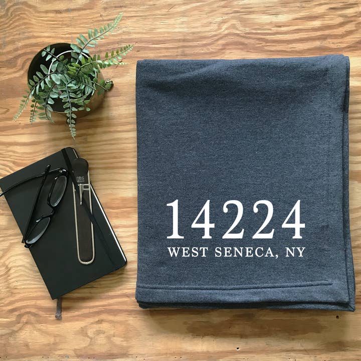Perfect Day Print Co - Wholesale Throw Blanket - Custom Zip Code City & State Sweatshirt Throw Blanket Grey5