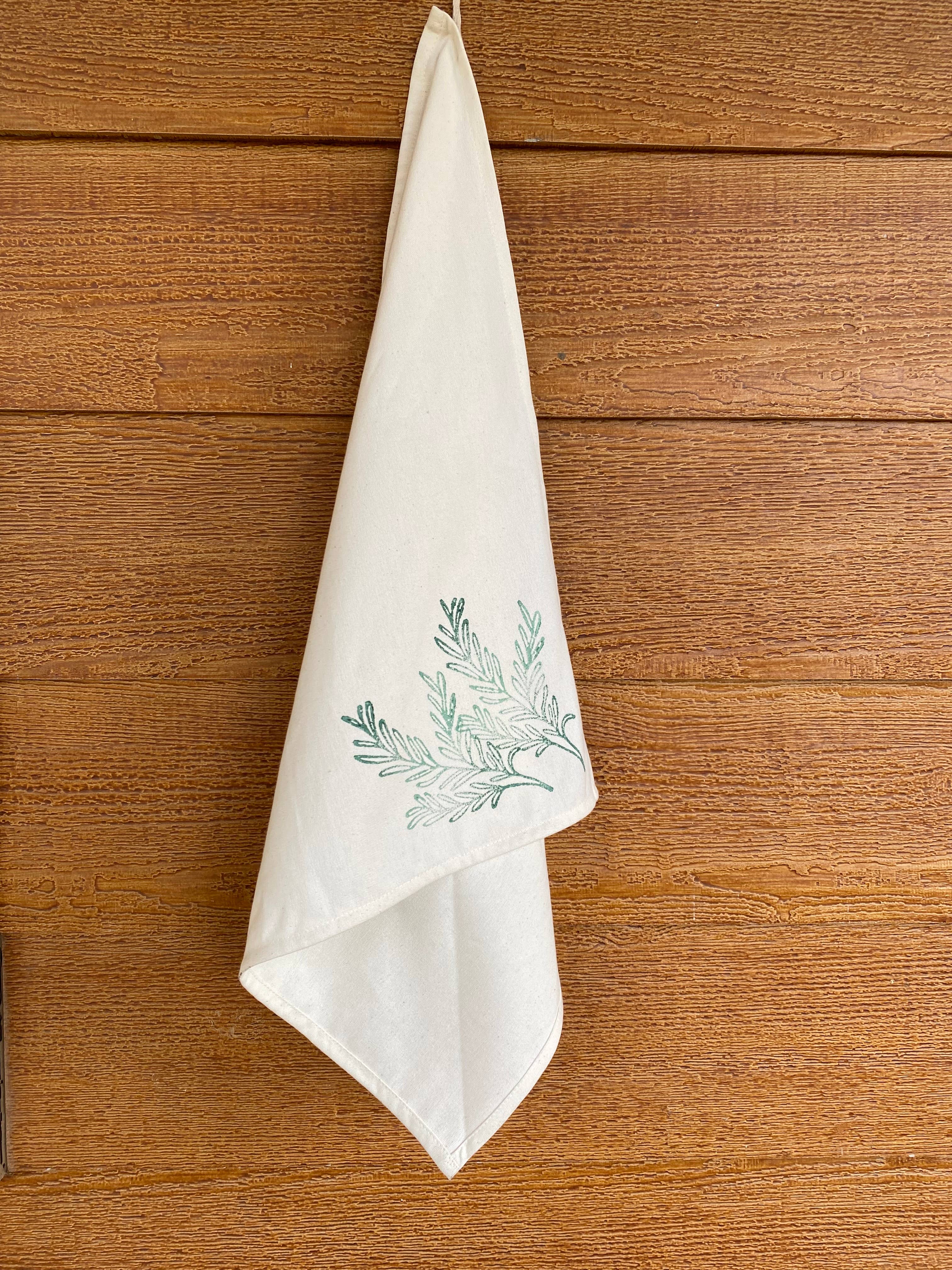 Ganesh Himal Trading – Guardanapo e pano de jantar por atacado – Pano de Cozinha em Algodão Feito à Mão com Estampa de Alecrim