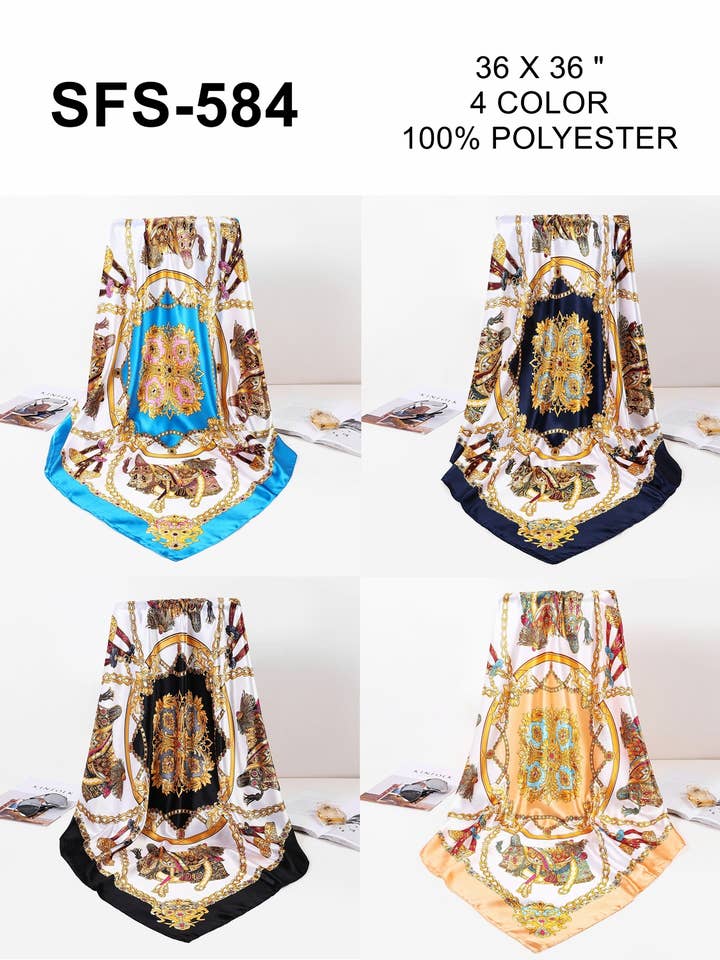 Gold Chain Pattern Square Scarf Bandana for wholesale by Honey J