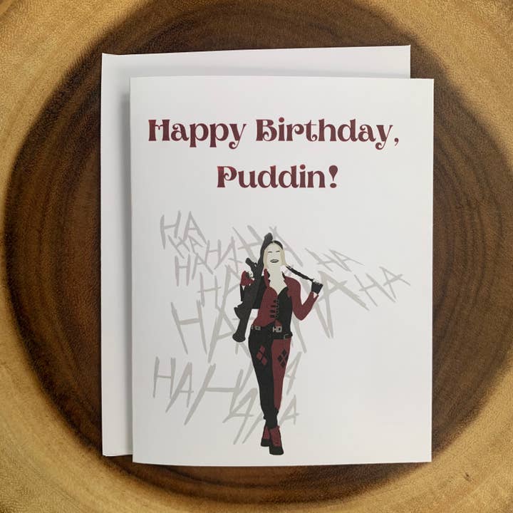 Harley Quinn Birthday Card for wholesale by M&M Designs