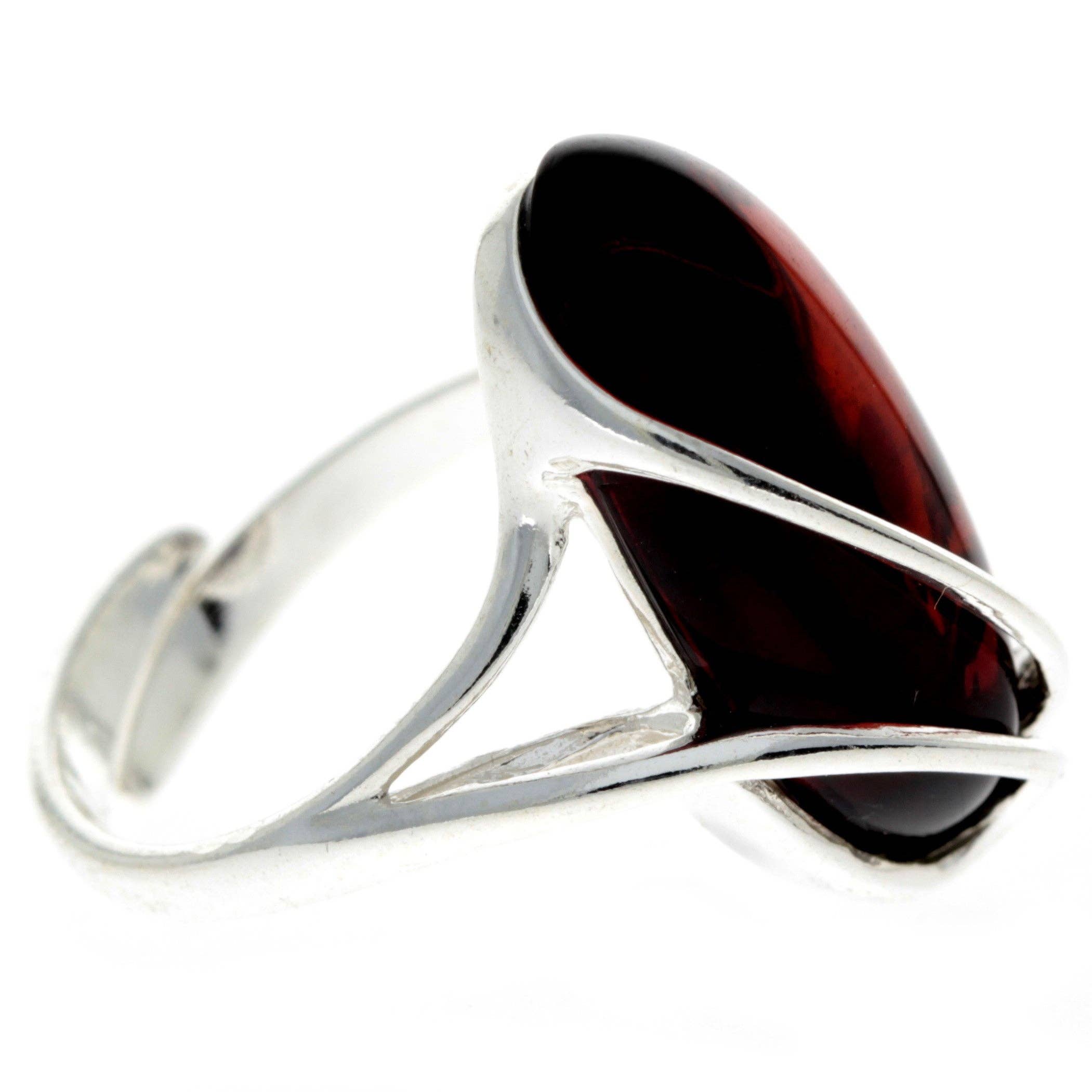 SilverAmber Jewellery - Wholesale Cocktail/Statement Ring - 925 Sterling Silver & Genuine Baltic Amber Adjustable Ring GL423A7