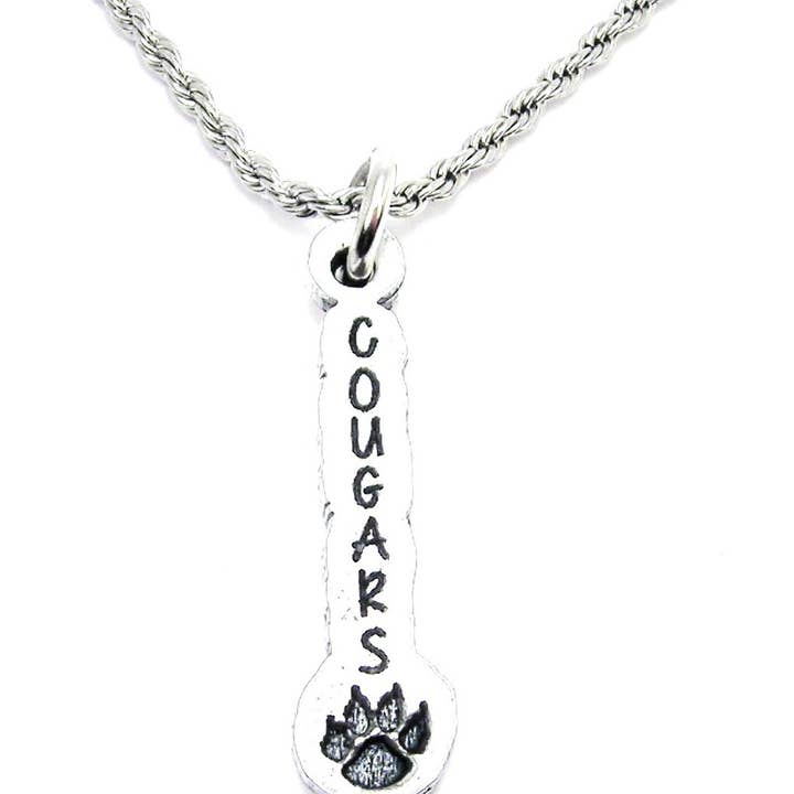 Cougars With Paw Print Single Charm Necklace for wholesale by Chubby Chico Charms