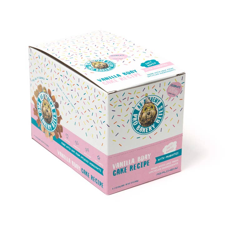 Ag-Alchemy Animal Nutrition - Wholesale Pet Treats - Dog - Vanilla BDay Cake 2oz Carton