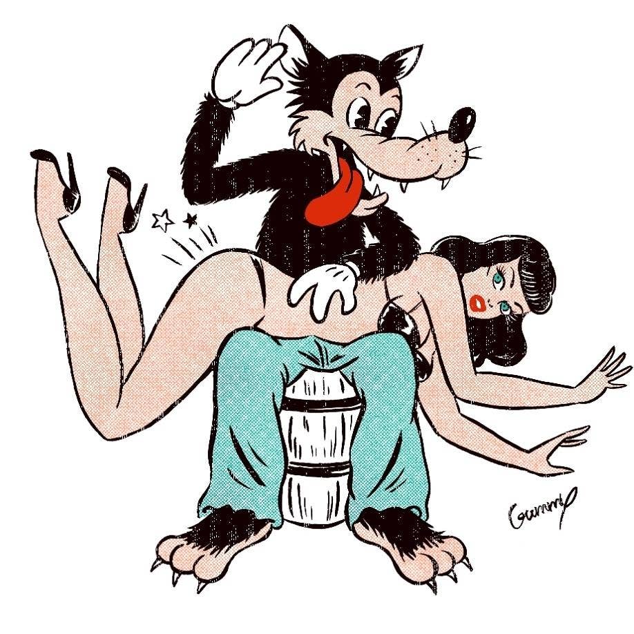 Rockin Bettie - Wholesale Screen Printed T-Shirt - Women's - Rockin Bettie Love me wolf  T Shirts0