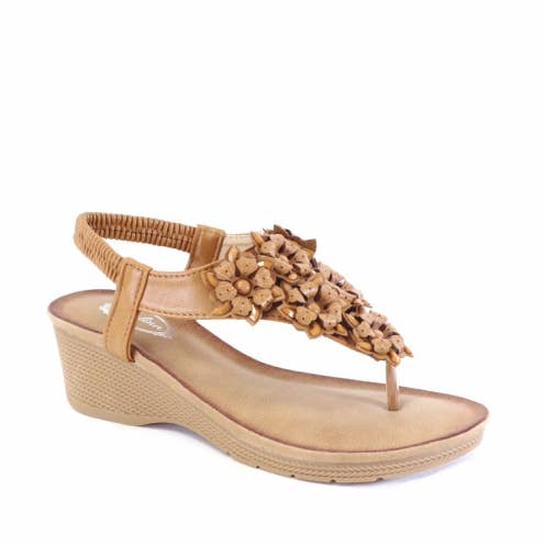 Middelhoge wigcomfortsandalen en bovenwerk met ornament DW3540 voor wholesale door Atalina