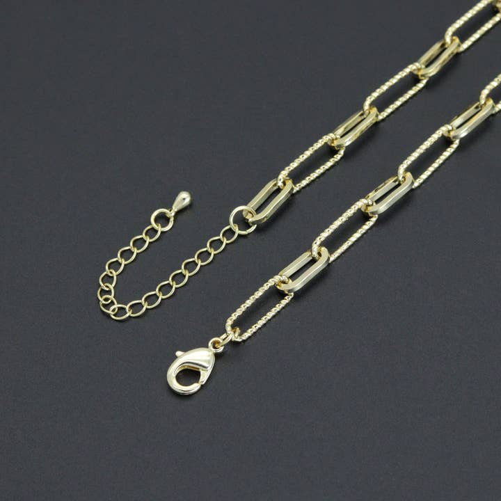 BestBeads&Beyond - Wholesale Link & chain necklace - Gold Silver mixed paperclip Chain Necklace , Sku#EF6363