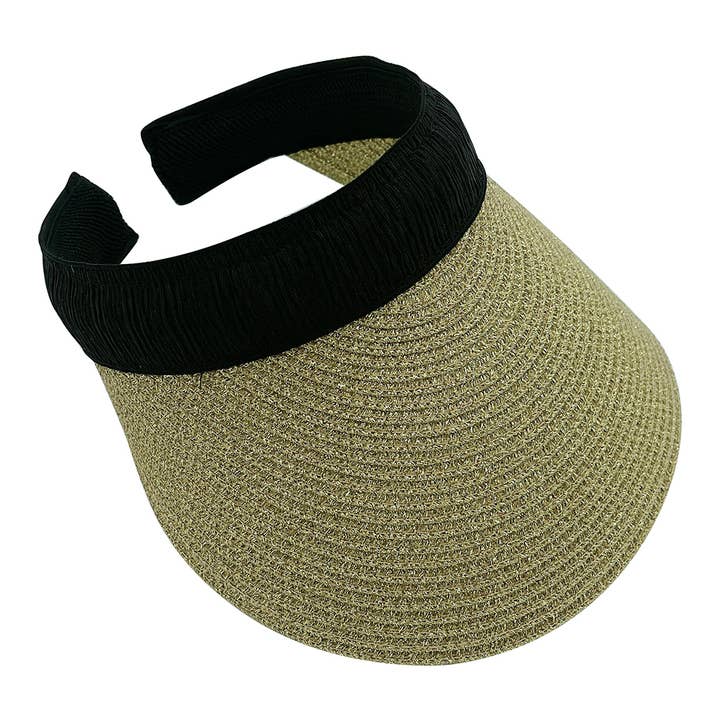 Fashion City – wholesale Visor – Women's – Metallic Straw Natural Material Sun Visor