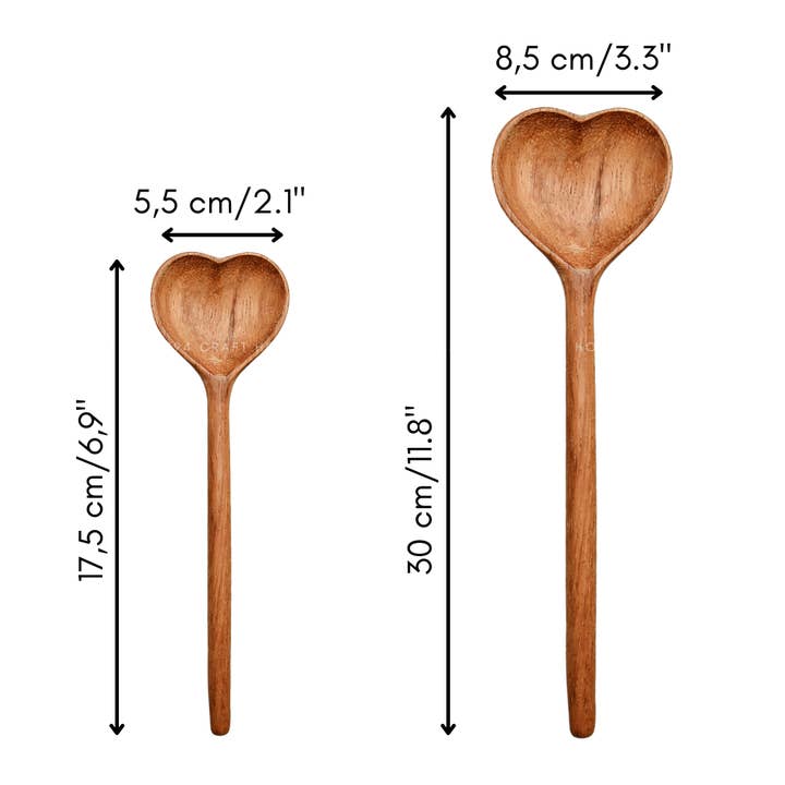 194 Craft House - Wholesale Kitchen Spoon - Large Wooden Heart Shaped Spoons - Home Decor & Gifts