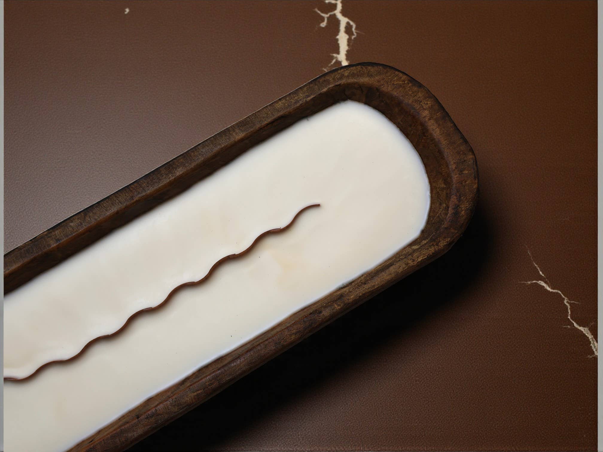 Agaboo Candle – wholesale Jar/filled candle – Wooden Dough Bowl Candle with Wavy Wooden Wick 2x19.5in4