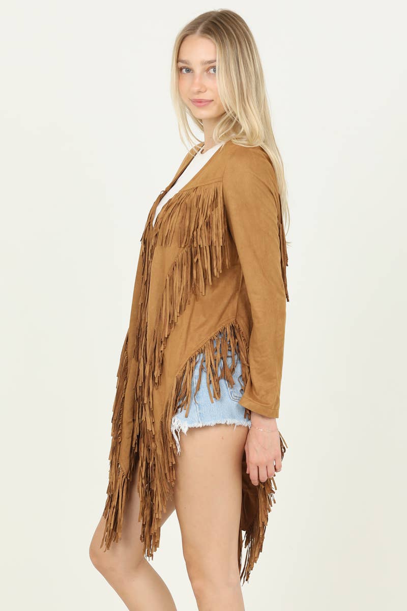 ANGIE - Wholesale Jacket - Women's - SJ598-ASIS FAUX SUEDE FRINGE DETAIL JACKET2